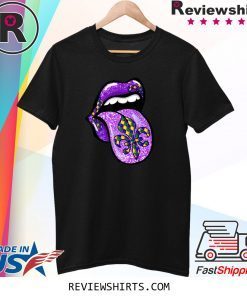 Mardi Gras Flag Celebration Lips Fleur De Lis Tee Shirt