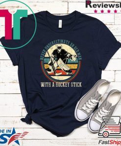 Never Underestimate An Old Man With A Hockey Stick T-Shirt