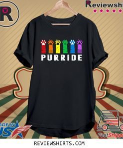 Purride Paw Cat Kitten LGBT Gay Les Pride Rainbow Vintage Tee Shirt