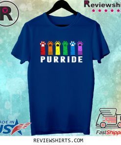 Alternative view of Purride Paw Cat Kitten LGBT Gay Les Pride Rainbow Vintage Tee Shirt