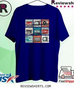 Vintage TV Radio Boom Box Cassette Tape Record Player Shirt