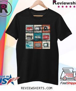 Vintage TV Radio Boom Box Cassette Tape Record Player Shirt