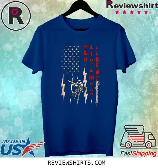 Dad Lineman Legend Distressed Flag Patriotic Tee Shirt