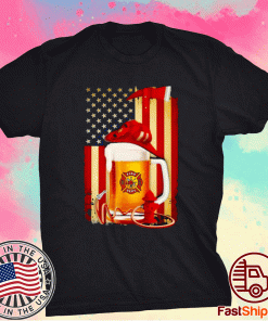 Beer Fire Dept American Flag Tee Shirt