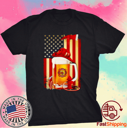 Beer Fire Dept American Flag Tee Shirt