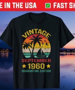 60th Birthday Vintage September 1960 Quarantine Edition Us 2021 T-Shirt