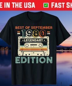 Best of September 1980 Mixtape 41st Birthday Us 2021 T-Shirt