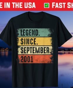 Legend Since September 2001 20 Years Old Birthday Us 2021 Shirt