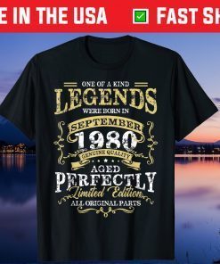 Legends September 1980 41th Birthday 41 Years Old Us 2021 T-Shirt