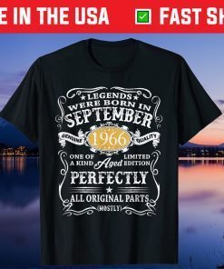 Legends Were Born In September 1966 Birthday 55 Years Old Us 2021 T-Shirt