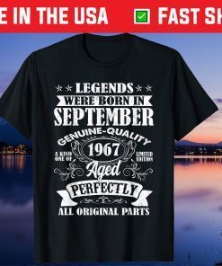 Legends Were Born In September 1967 54Th Birthday Gift T-Shirt