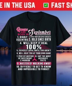 Queens Are Born In September 10 Facts Birthday Unisex shirts