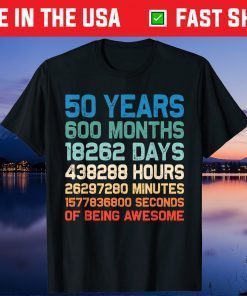 Vintage 50th Birthday 50 Years Old 600 Months Awesome Birthday US 2021 Shirt