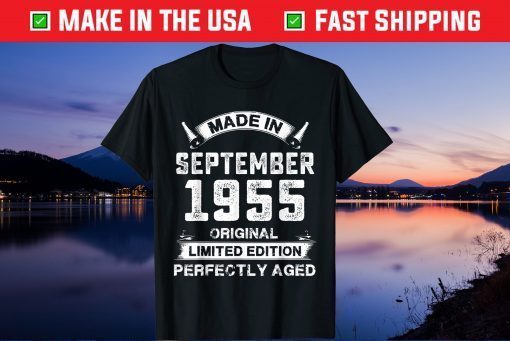 Vintage Made In September 1955 Birthday 65 Year Old Us 2021 T-Shirt