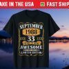 Vintage September 1988 33Th Birthday 33 Years Old Unisex Shirt