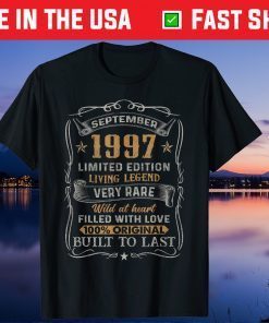 Vintage September 1997 Birthday 24th Birthday 24 Year Old US 2021 T-Shirt