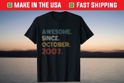 Awesome Since October 2007 14th Birthday 14 Years Old Gift T-Shirt