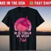 October We Wear Pink Pumpkin Witch Halloween Breast Cancer Gift Shirt