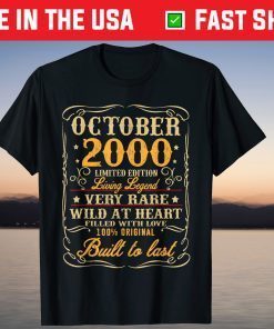 Vintage October 2000 21Th Birthday 21 Years Old 2021 Shirt