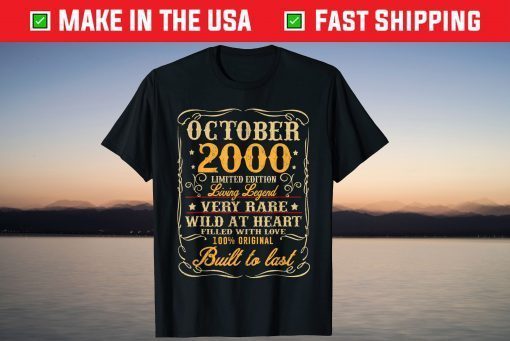 Vintage October 2000 21Th Birthday 21 Years Old 2021 Shirt