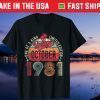 40th Birthday Vintage October 1981 40 Year Old Gift T-Shirt