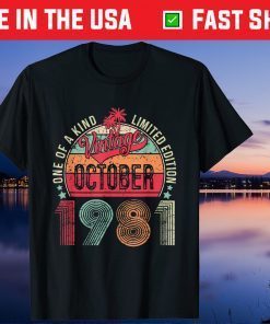 40th Birthday Vintage October 1981 40 Year Old Gift T-Shirt