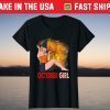 Awesome October Girl Pumpkin Witch Hat Sunset Halloween Tee Shirt