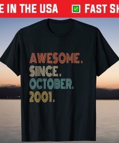 Awesome Since October 2001 20th Birthday Tee Shirt