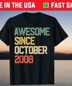 Awesome Since October 2008 13 Years Old 13th Birthday 2021 Shirt