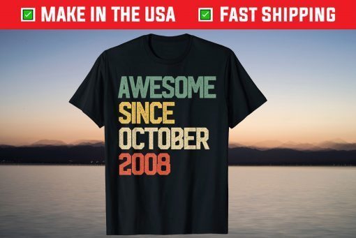 Awesome Since October 2008 13 Years Old 13th Birthday 2021 Shirt