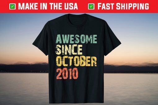 Awesome Since October 2010 11th Birthday 11 Years Old Tee Shirt