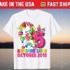 Awesome Since October 2015 6th Birthday Unicorn Tee Shirt