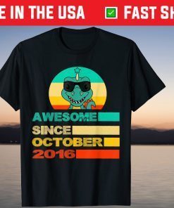 Awesome Since October 2016 Dinosaur 5th Birthday Unisex T-Shirt