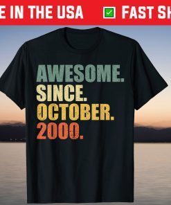 Awesome since October 2000 21th Birthday Gift Shirt