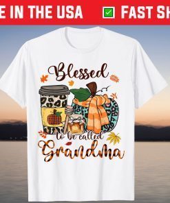 Blessed To Be Called Grandma Leopard Pumpkins Thanksgiving T-Shirt