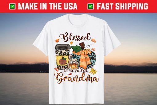 Blessed To Be Called Grandma Leopard Pumpkins Thanksgiving T-Shirt