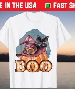 Boo Halloween Costume Black Cat, Pumkin & Witch Hat T-Shirt