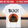 Boo Halloween Spooky Scary Black Cat Witch Hat Pumpkins Tee Shirt