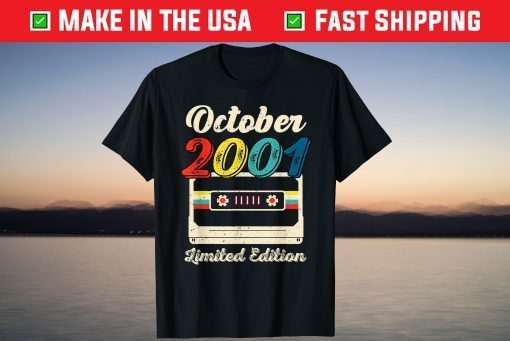 Born In October 2001 Vintage Limited Edition 20th Birthday Tee Shirt