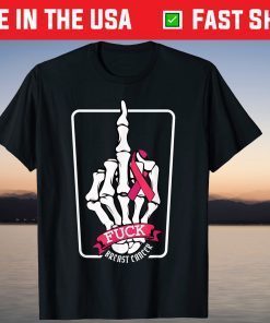 Breast Cancer Awareness Halloween Skeleton Middle Finger Us 2021 T-Shirt