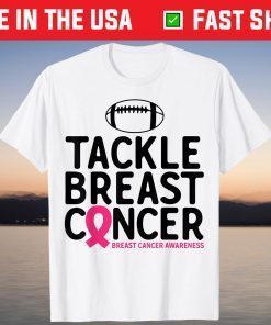 Breast Cancer Warrior Football Ribbon Tackle Breast Cancer Tee Shirt