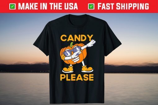 Candy Please Halloween Dabbing Pumpkin Tee Shirt