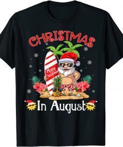 Christmas In August Summer Santa Beach Vacation Official T-Shirt