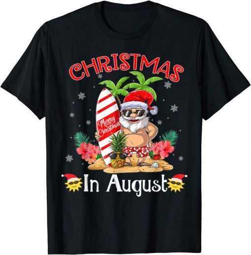 Christmas In August Summer Santa Beach Vacation Official T-Shirt