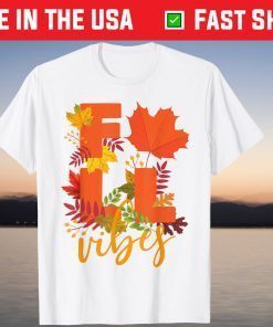 Colorful Autumn Leaves Hello Fall Cute Fall Vibes T-Shirt