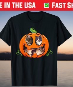 Cute Cats Jack O Lantern Pumpkin Happy Halloween Costume Day Tee Shirt