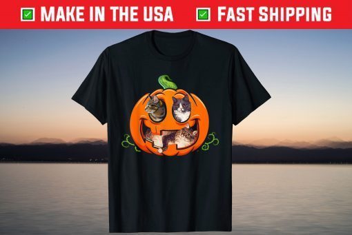 Cute Cats Jack O Lantern Pumpkin Happy Halloween Costume Day Tee Shirt