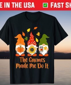 Fall Gnomes With Pumpkin, Sunflower, Coffee, Autumn Gnomes Tee Shirt