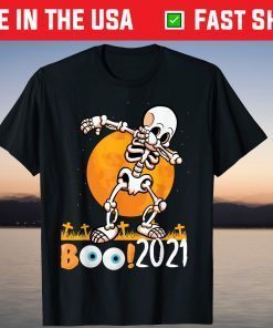 Funny Halloween Shirt For Boys Kids Dabbing Skeleton Pumpkin Gift Shirt