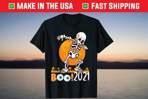 Funny Halloween Shirt For Boys Kids Dabbing Skeleton Pumpkin Gift Shirt